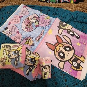 Powerpuff Girls Napkins, 4 Cups & Plastic Tablecloth Birthday Party Supplie 1999